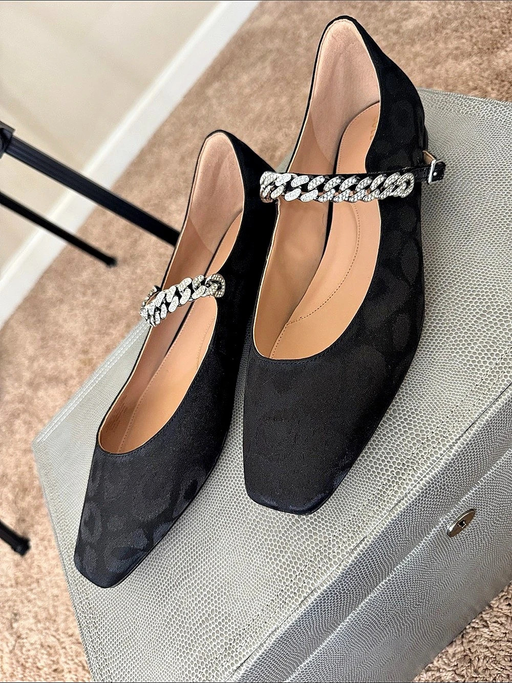 Cole Haan Bridge Crystal Chain Mary Jane Flat Black US 10B